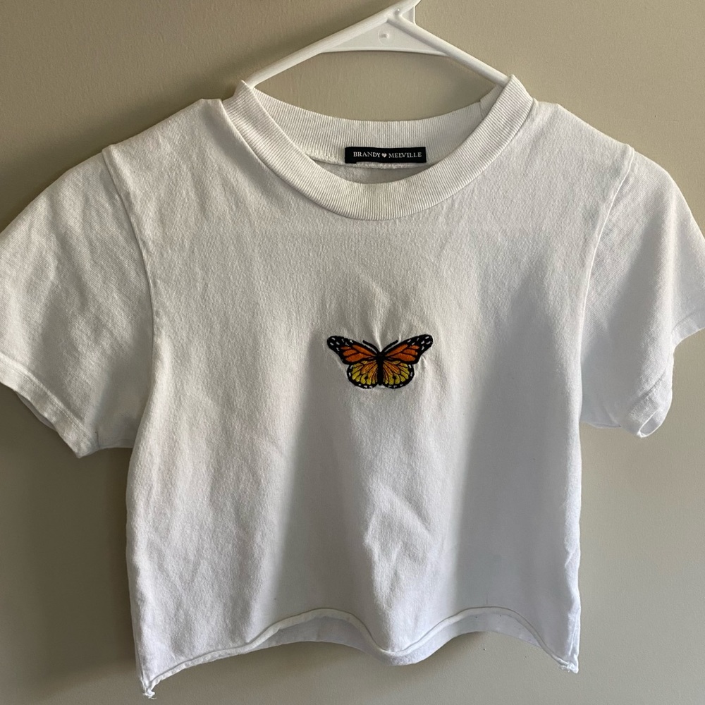 brandy melville helen butterfly top white